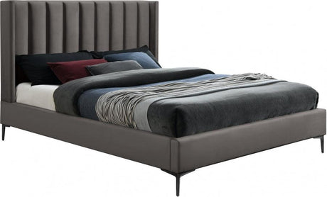 Meridian Furniture - Nadia Velvet King Bed In Grey - Nadiagrey-K