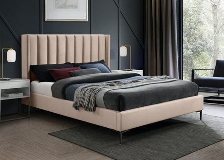 Meridian Furniture - Nadia Velvet Queen Bed In Pink - Nadiapink-Q