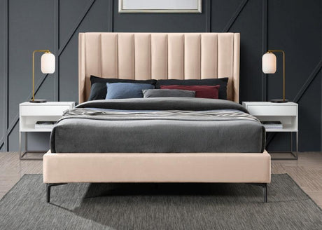 Meridian Furniture - Nadia Velvet Queen Bed In Pink - Nadiapink-Q