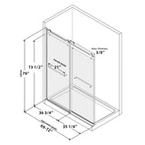 Frameless Double Sliding Shower, 69" - 72" Width, 79" Height, 3/8" (10 mm) Clear Tempered Glass, , Designed for Smooth Door with Clear Tempered Glass and Stainless Steel Hardware Brushed Nickel