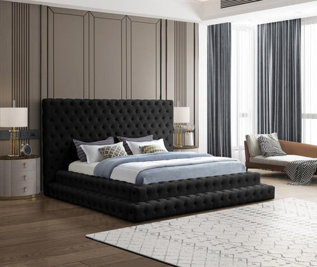 Meridian Furniture - Revel Velvet Queen Bed In Black - Revelblack-Q