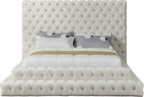 Meridian Furniture - Revel Velvet Queen Bed In Cream - Revelcream-Q