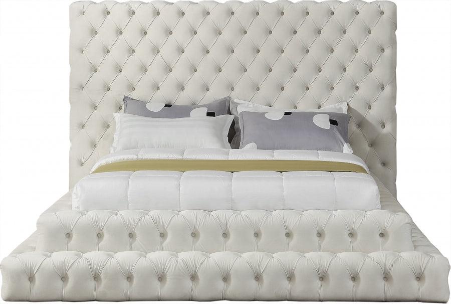 Meridian Furniture - Revel Velvet King Bed In Cream - Revelcream-K