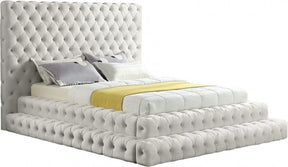 Revel Velvet King Bed In Cream - Revelcream-K | Meridian