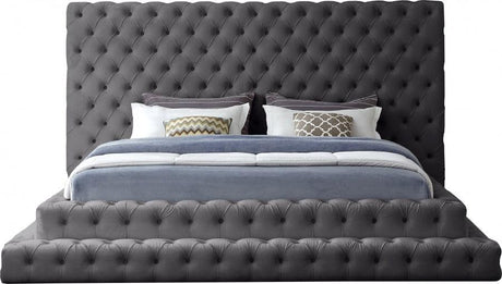 Meridian Furniture - Revel Velvet King Bed In Grey - Revelgrey-K