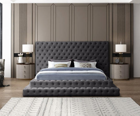 Meridian Furniture - Revel Velvet King Bed In Grey - Revelgrey-K