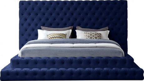 Meridian Furniture - Revel Velvet King Bed In Navy - Revelnavy-K