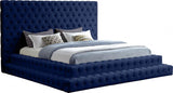 Meridian Furniture - Revel Velvet King Bed In Navy - Revelnavy-K