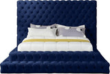 Meridian Furniture - Revel Velvet Queen Bed In Navy - Revelnavy-Q