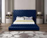 Meridian Furniture - Revel Velvet Queen Bed In Navy - Revelnavy-Q