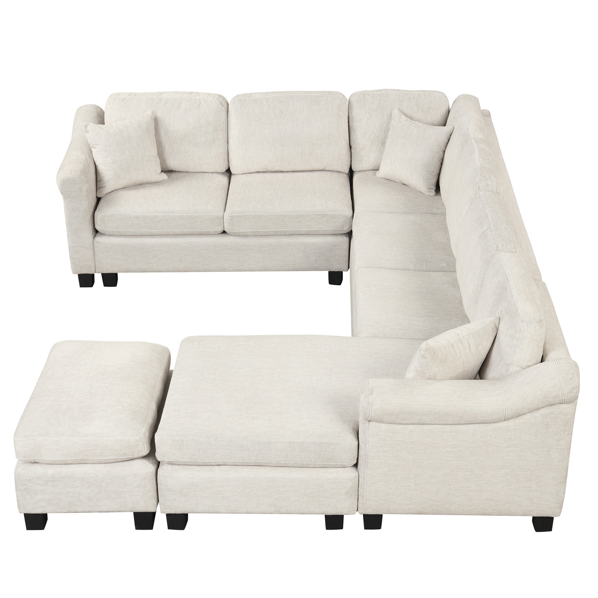 122.1" *91.3" 4pcs Sectional Sofa with Ottoman with Right Side Chaise velvet fabric White | Home Elegance USA