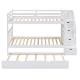 Twin over Twin/Full Bunk Bed with Twin Size Trundle (White)(OLD SKU :LP000025AAK) - Home Elegance USA