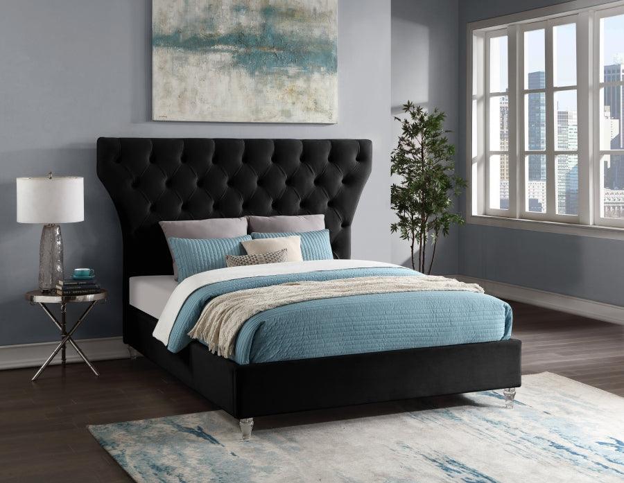 Meridian Furniture - Kira Velvet King Bed In Black - Kirablack-K