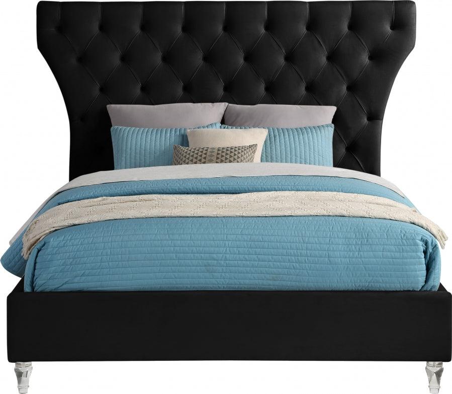 Meridian Furniture - Kira Velvet King Bed In Black - Kirablack-K