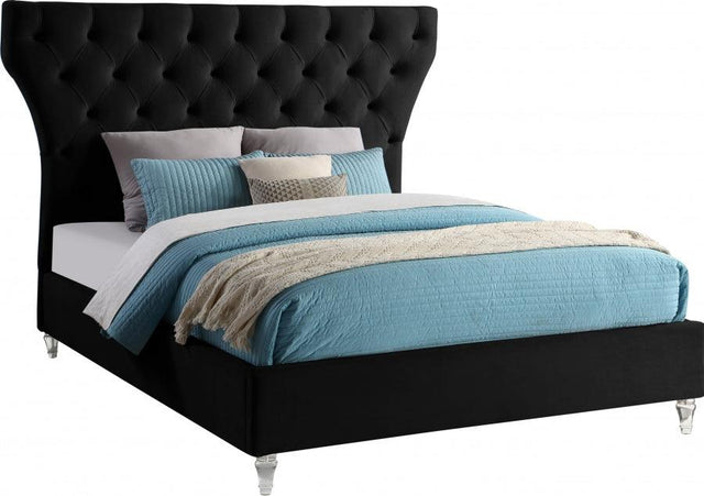 Meridian Furniture - Kira Velvet King Bed In Black - Kirablack-K