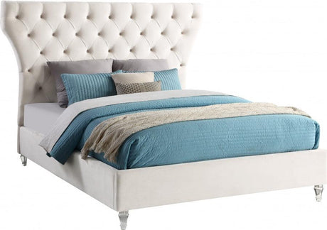 Meridian Furniture - Kira Velvet King Bed In Cream - Kiracream-K