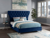 Meridian Furniture - Kira Velvet Queen Bed In Navy - Kiranavy-Q