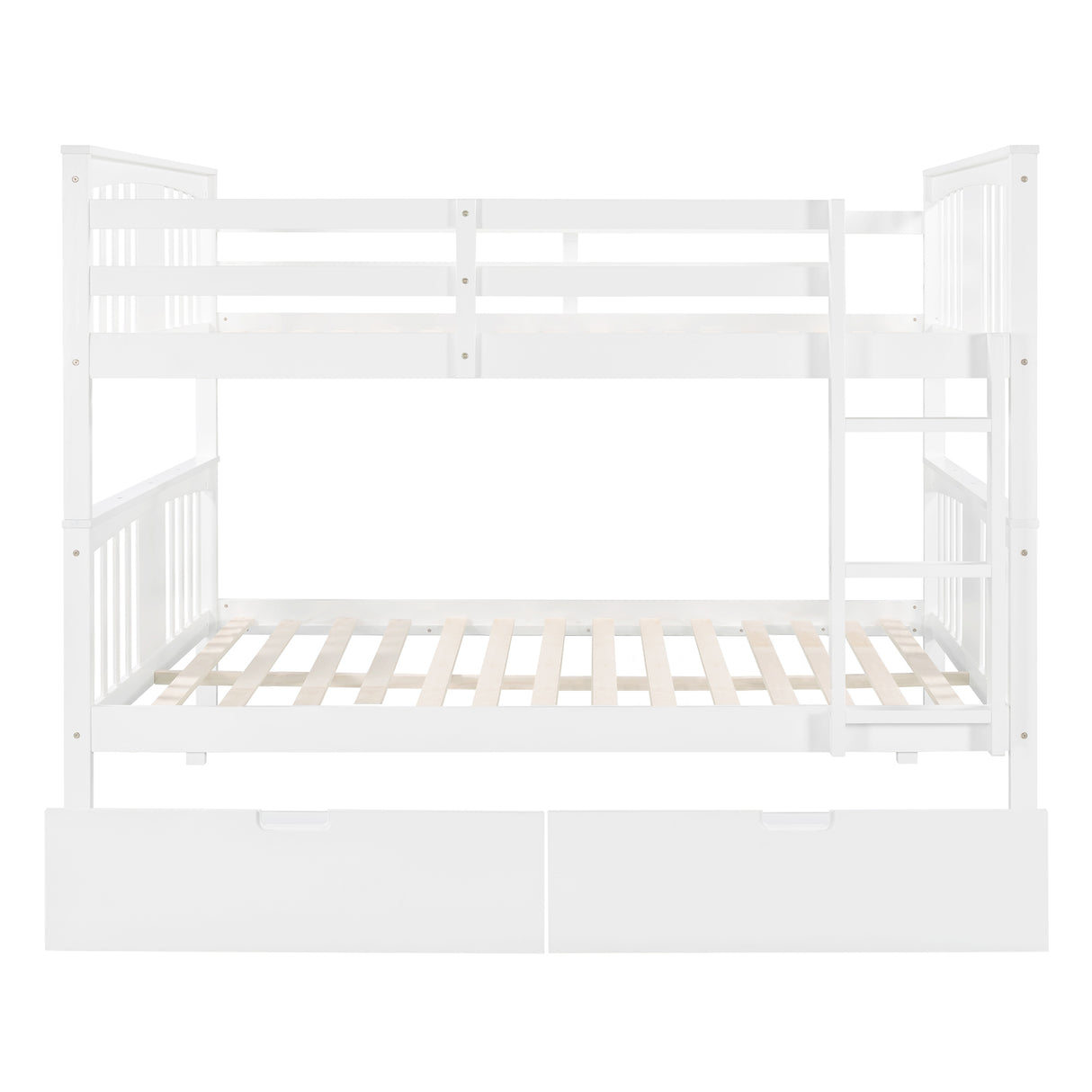 Full over Full Bunk Bed with Drawers and Ladder for Bedroom, Guest Room Furniture-White(OLD SKU :LP000205AAK) - Home Elegance USA