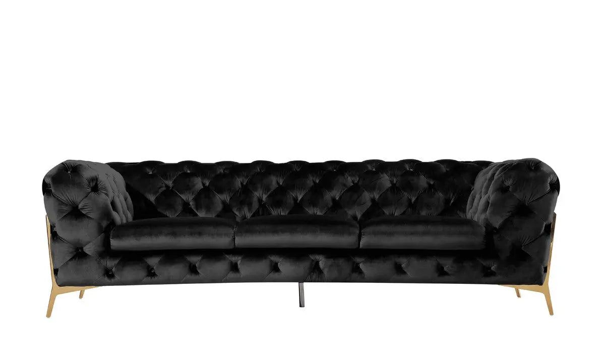 Divani Casa Sheila Modern Black Velvet Sofa Set Vgca1346 - Blk | Home Elegance USA