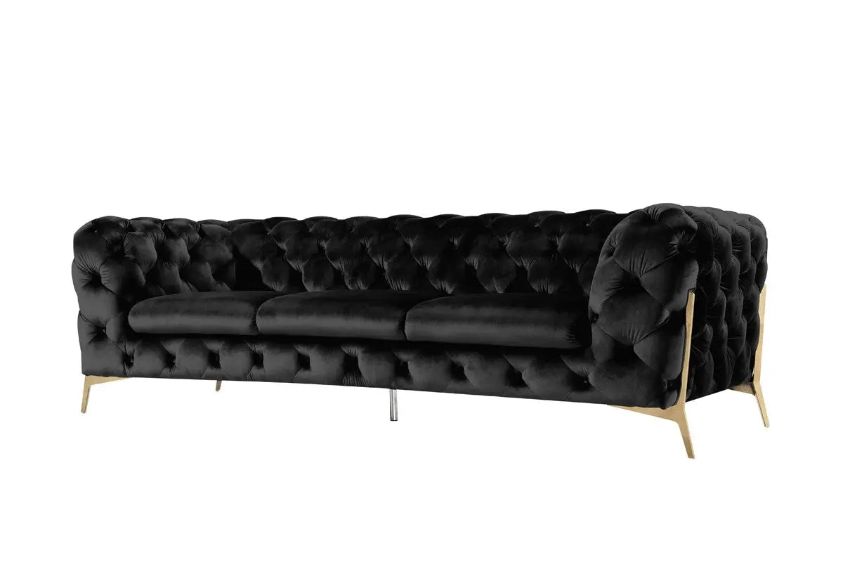 Divani Casa Sheila Modern Black Velvet Sofa Set Vgca1346 - Blk | Home Elegance USA