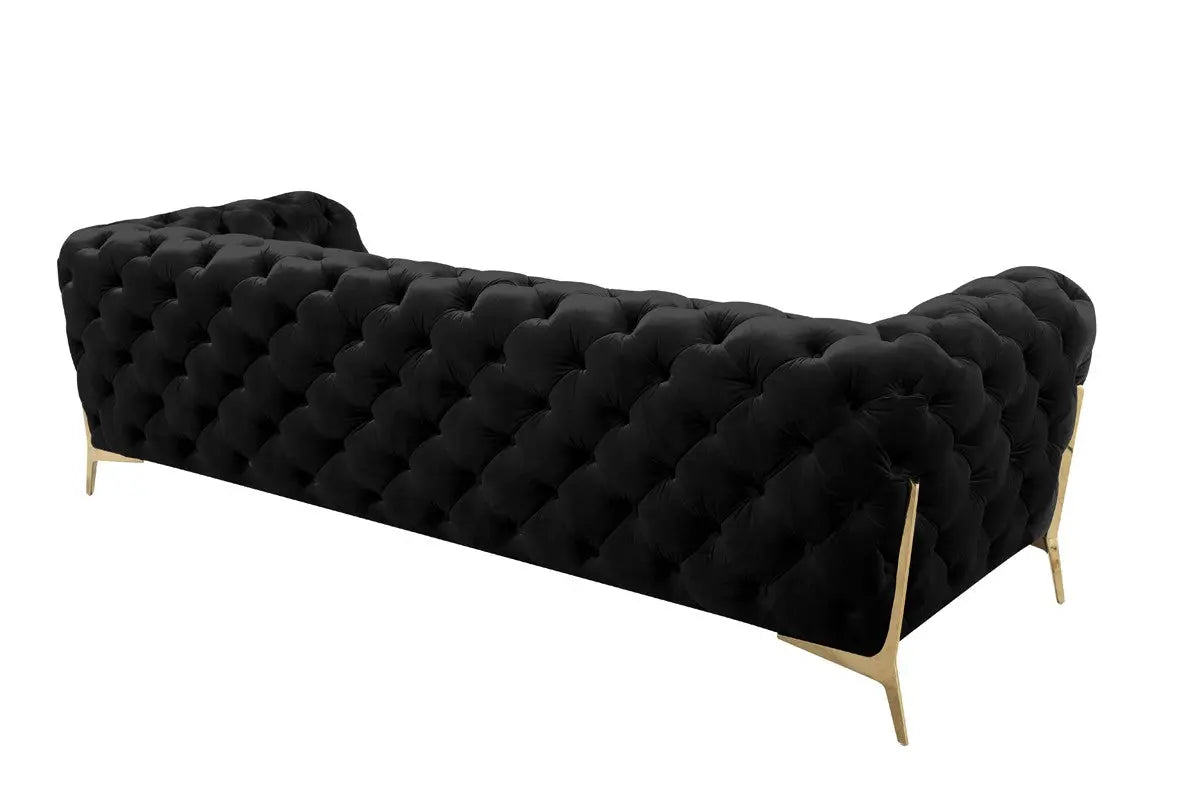 Divani Casa Sheila Modern Black Velvet Sofa Set Vgca1346 - Blk | Home Elegance USA