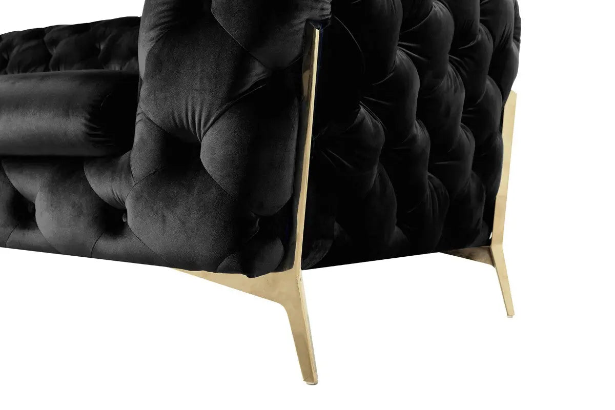 Divani Casa Sheila Modern Black Velvet Sofa Set Vgca1346 - Blk | Home Elegance USA