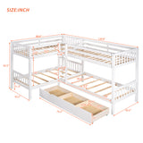 Twin L-Shaped Bunk bed with Drawers-Gray(OLD SKU :LP000038AAK) - Home Elegance USA