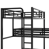 L-shaped Metal Triple Twin Size Bunk Bed, Black(OLD SKU:SM000605AAB) - Home Elegance USA