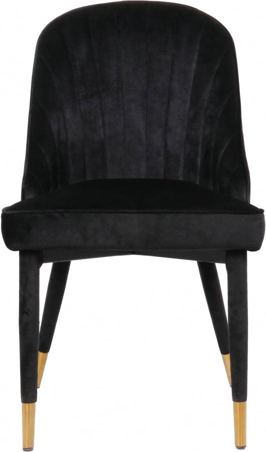 Belle Velvet Dining Chair Set Of 2 In Black - 811Black - C | Meridian | Home Elegance USA