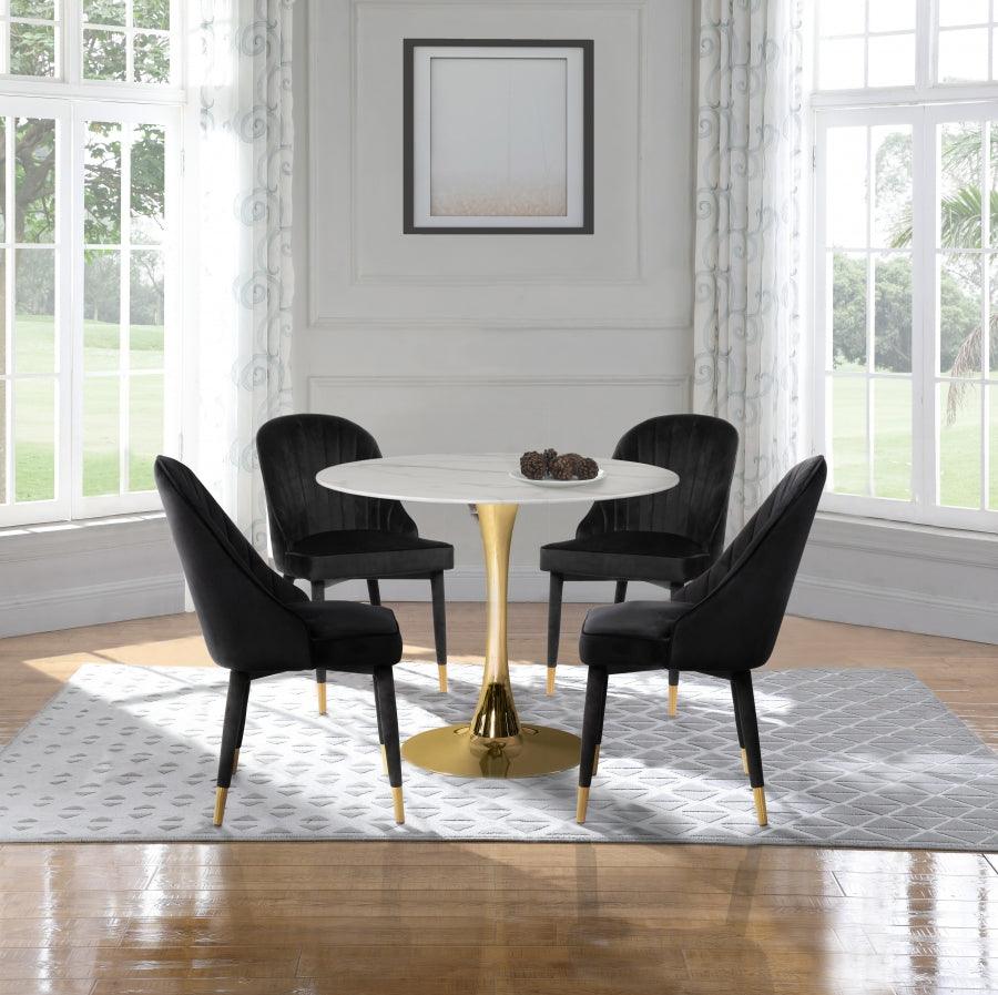 Belle Velvet Dining Chair Set Of 2 In Black - 811Black - C | Meridian | Home Elegance USA