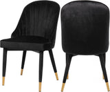 Belle Velvet Dining Chair Set Of 2 In Black - 811Black - C | Meridian | Home Elegance USA