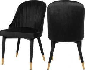 Belle Velvet Dining Chair Set Of 2 In Black - 811Black-C | Meridian