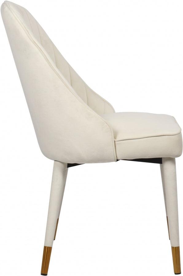 Belle Velvet Dining Chair Set Of 2 In Cream - 811Cream - C | Meridian | Home Elegance USA