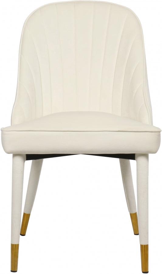 Belle Velvet Dining Chair Set Of 2 In Cream - 811Cream - C | Meridian | Home Elegance USA