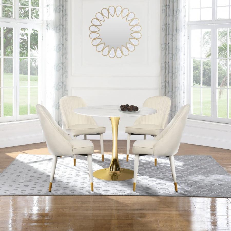 Belle Velvet Dining Chair Set Of 2 In Cream - 811Cream - C | Meridian | Home Elegance USA