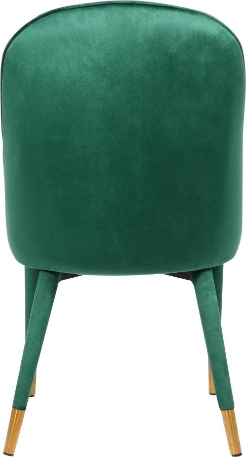 Belle Velvet Dining Chair Set Of 2 In Green - 811Green - C | Meridian | Home Elegance USA