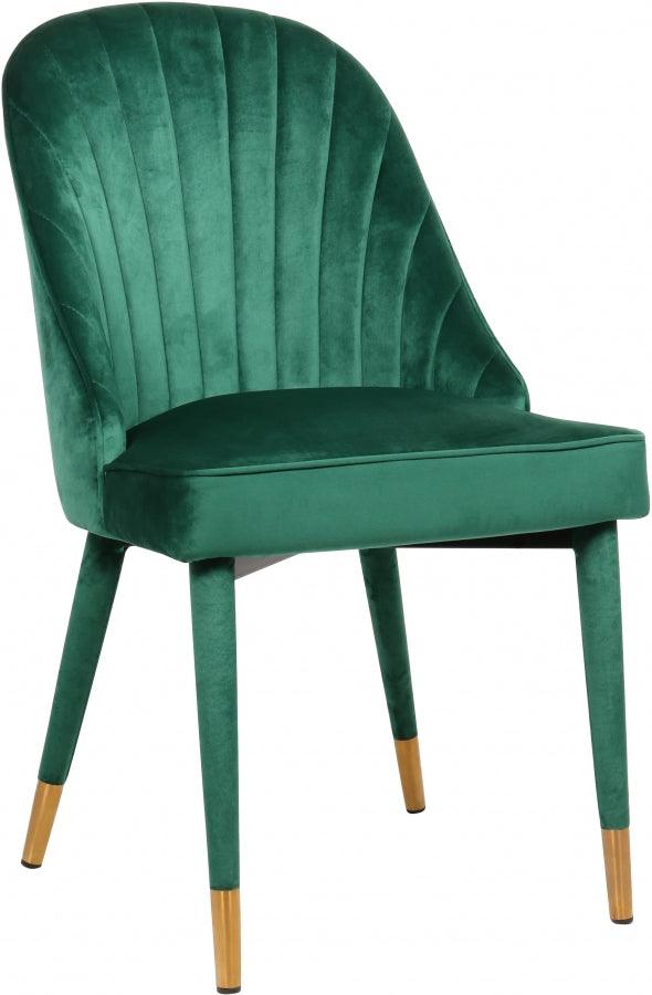 Belle Velvet Dining Chair Set Of 2 In Green - 811Green - C | Meridian | Home Elegance USA