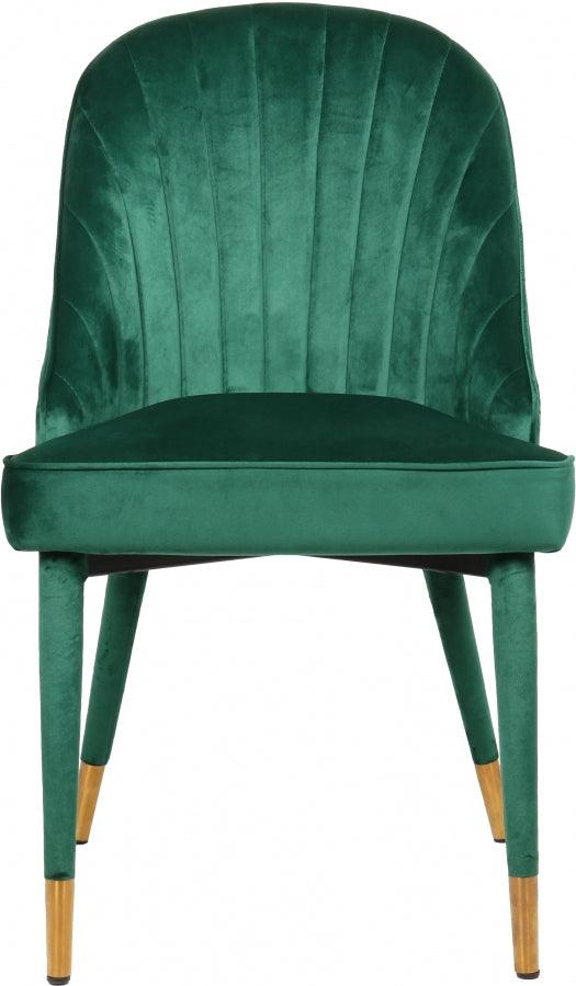 Belle Velvet Dining Chair Set Of 2 In Green - 811Green - C | Meridian | Home Elegance USA