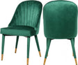Belle Velvet Dining Chair Set Of 2 In Green - 811Green-C | Meridian