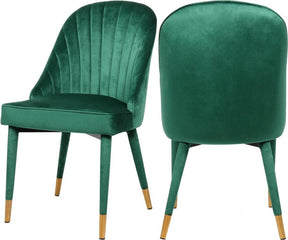 Belle Velvet Dining Chair Set Of 2 In Green - 811Green-C | Meridian