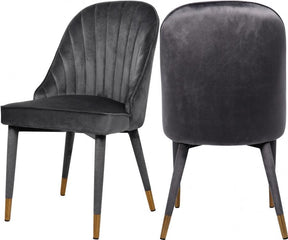 Belle Velvet Dining Chair Set Of 2 In Grey - 811Grey-C | Meridian