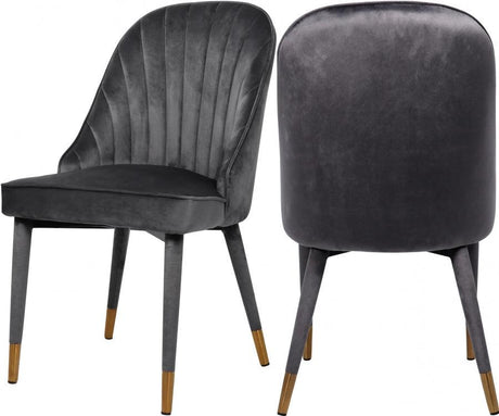 Meridian Furniture - Belle Velvet Dining Chair Set Of 2 In Grey - 811Grey-C