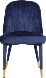 Belle Velvet Dining Chair Set Of 2 In Navy - 811Navy - C | Meridian | Home Elegance USA