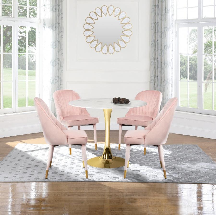 Belle Velvet Dining Chair Set Of 2 In Pink - 811Pink - C | Meridian | Home Elegance USA