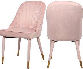 Belle Velvet Dining Chair Set Of 2 In Pink - 811Pink-C | Meridian