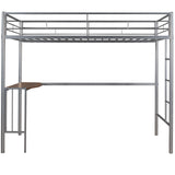 Twin Over Full Metal Bunk Bed with Desk, Ladder and Quality Slats for Bedroom, Metallic Silver（OLD SKU :LP000092AAN） - Home Elegance USA