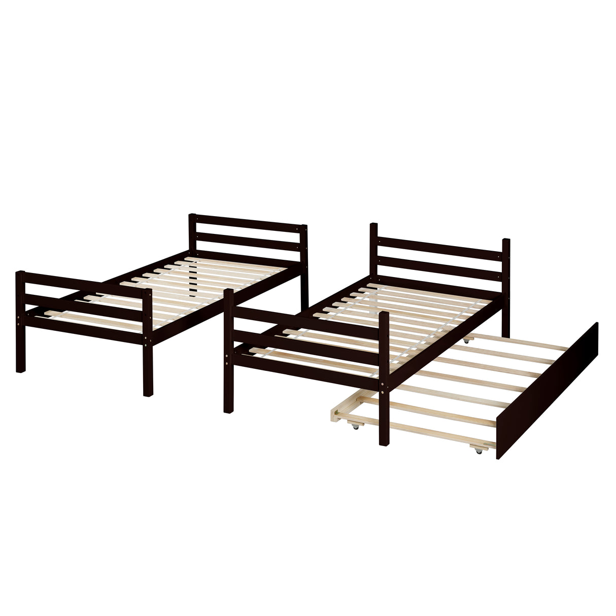 TWIN BUNKBED WITH TWIN TRUNDLE - Home Elegance USA