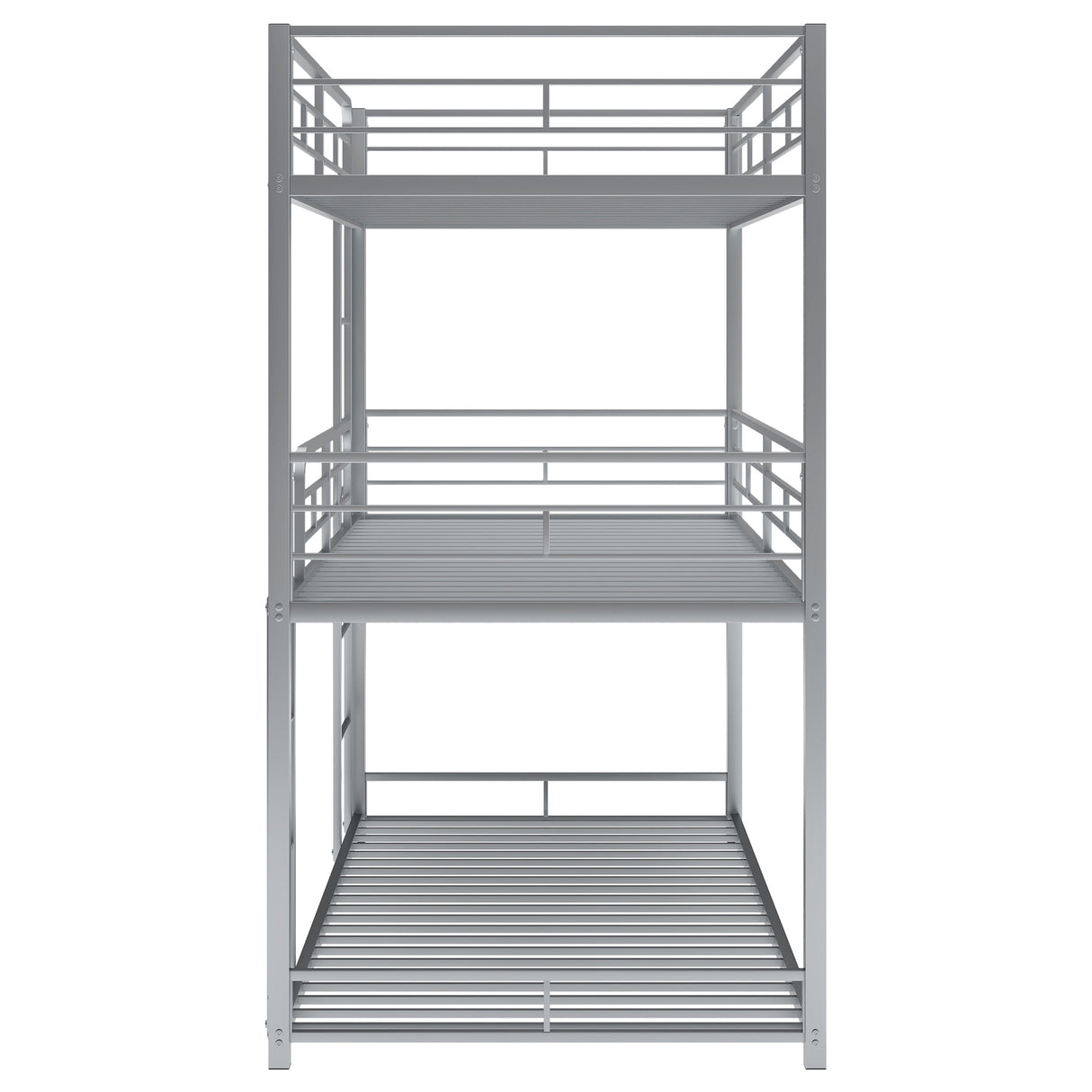 Metal Twin Size Triple Bunk Bed, Silver - Home Elegance USA