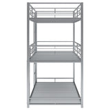 Metal Twin Size Triple Bunk Bed, Silver - Home Elegance USA