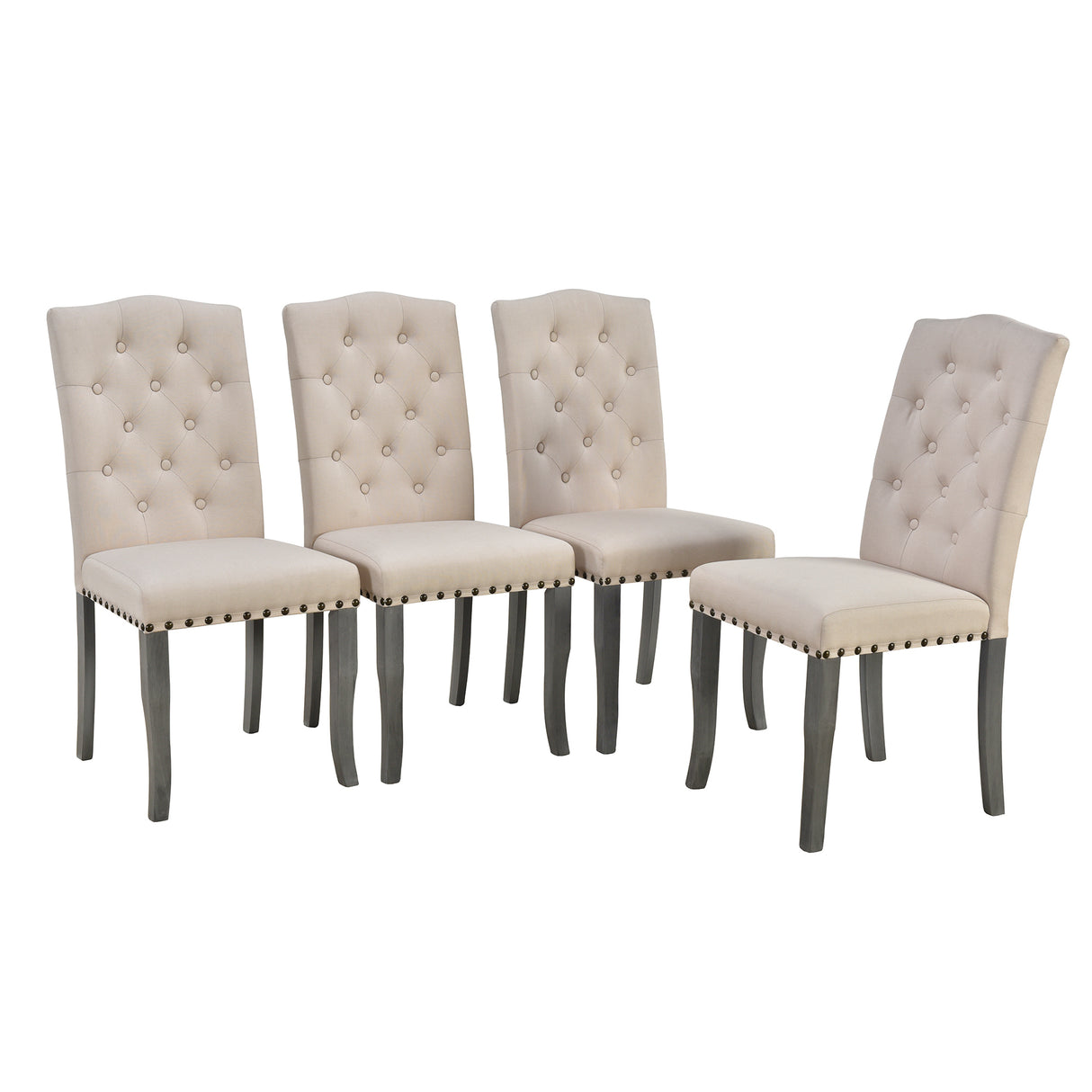TREXM 6-Piece Farmhouse Dining Table Set, Rectangular Trestle Table and 4 Upholstered Chairs & Bench for Dining Room (Antique Gray) - Home Elegance USA